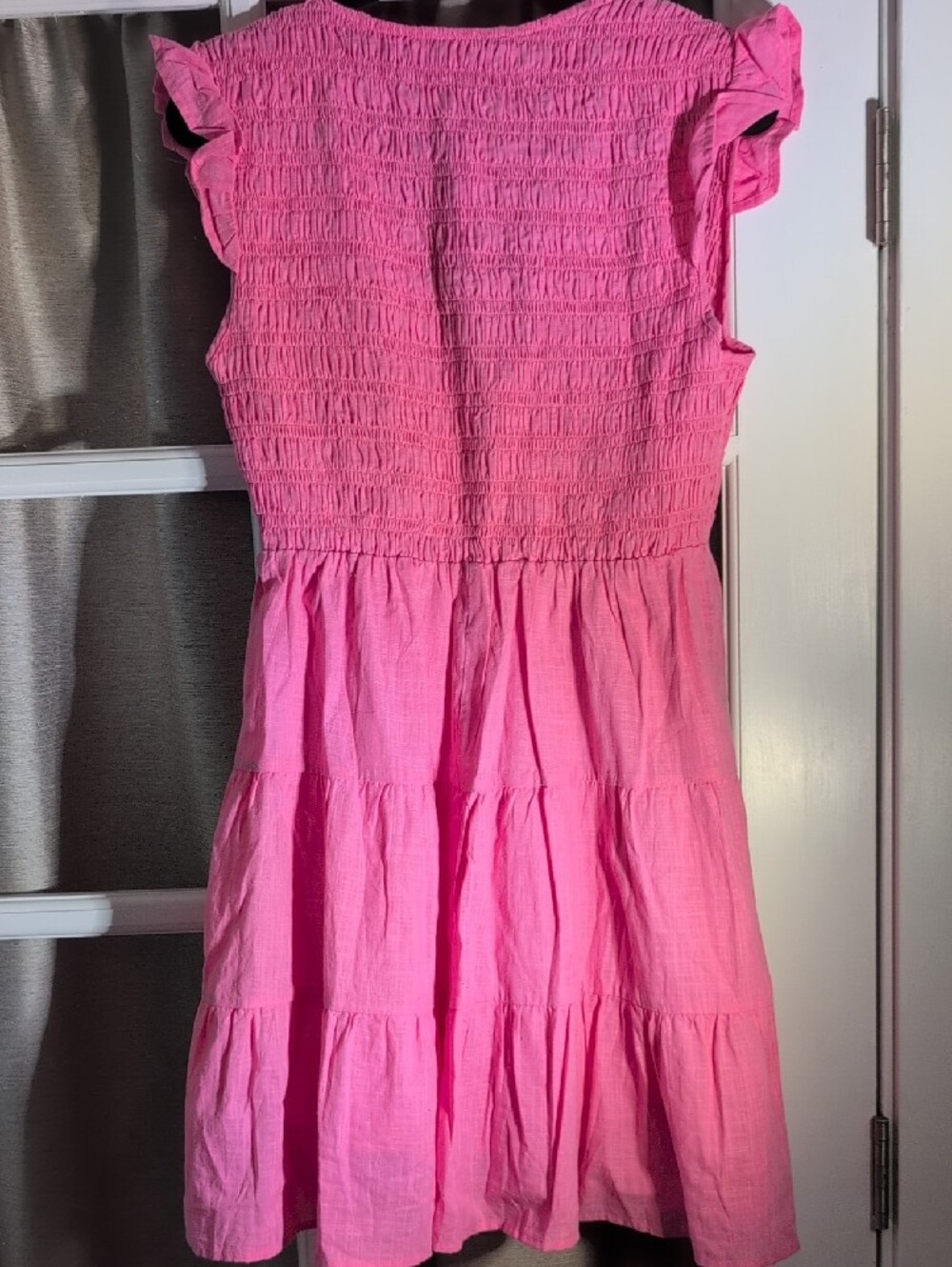 HYFVE Pink Smocked V-Neck Tiered Ruffle Sleeve Dress - Picture 6 of 6